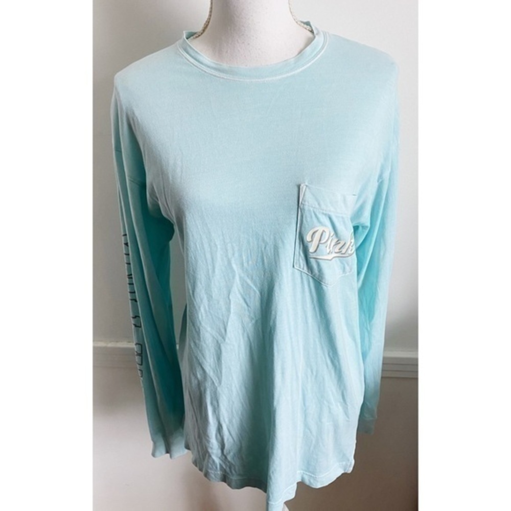 PINK VS • Baby Blue Long Sleeve Crew Neck Tee